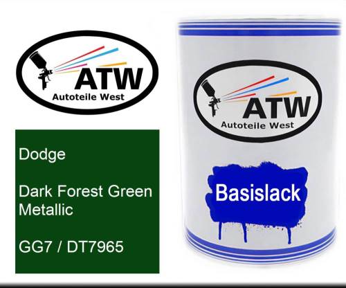 Dodge, Dark Forest Green Metallic, GG7 / DT7965: 500ml Lackdose, von ATW Autoteile West.